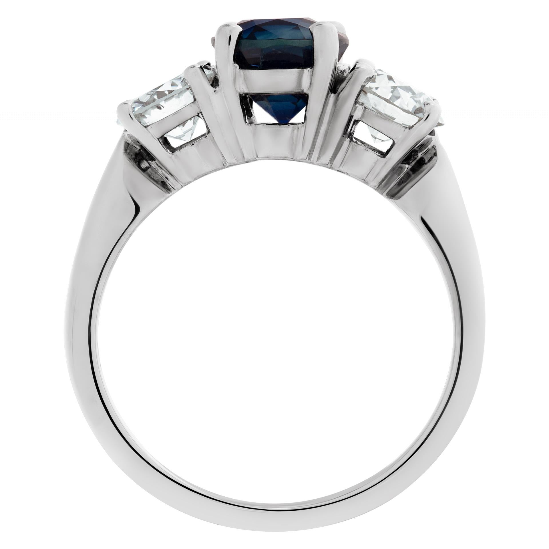 Oval Cut Sapphire & Diamond Ring in 14k White Gold, 1.92 Ct AGL Certified Unheated For Sale