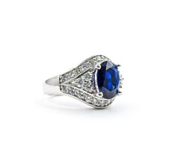 Sapphire & Diamond Ring in 14k White Gold
