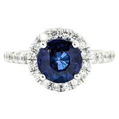 Sapphire & Diamond Ring in 14k White Gold