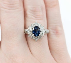 Sapphire & Diamond Ring in 18k White Gold