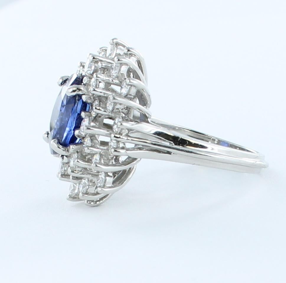Contemporary Sapphire Diamond Ring in Platinum For Sale