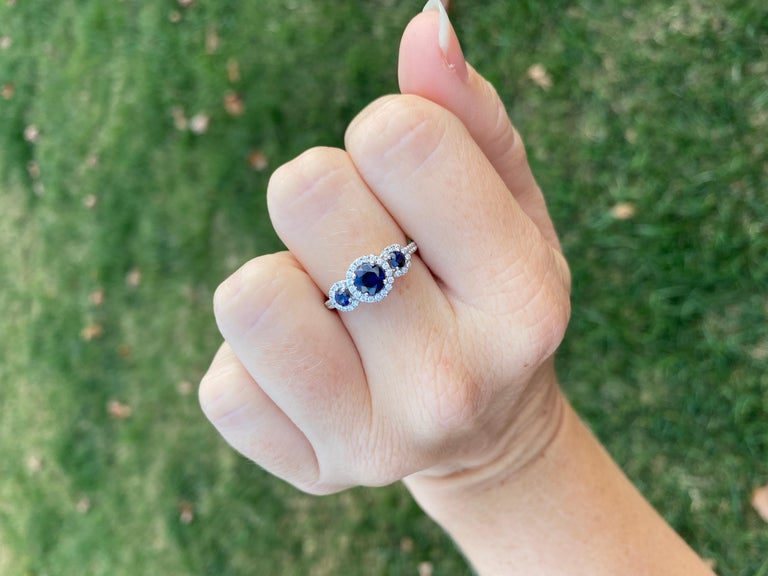 Sapphire Diamond Ring Jacket, 14K Yellow Gold, Engagement For Sale at