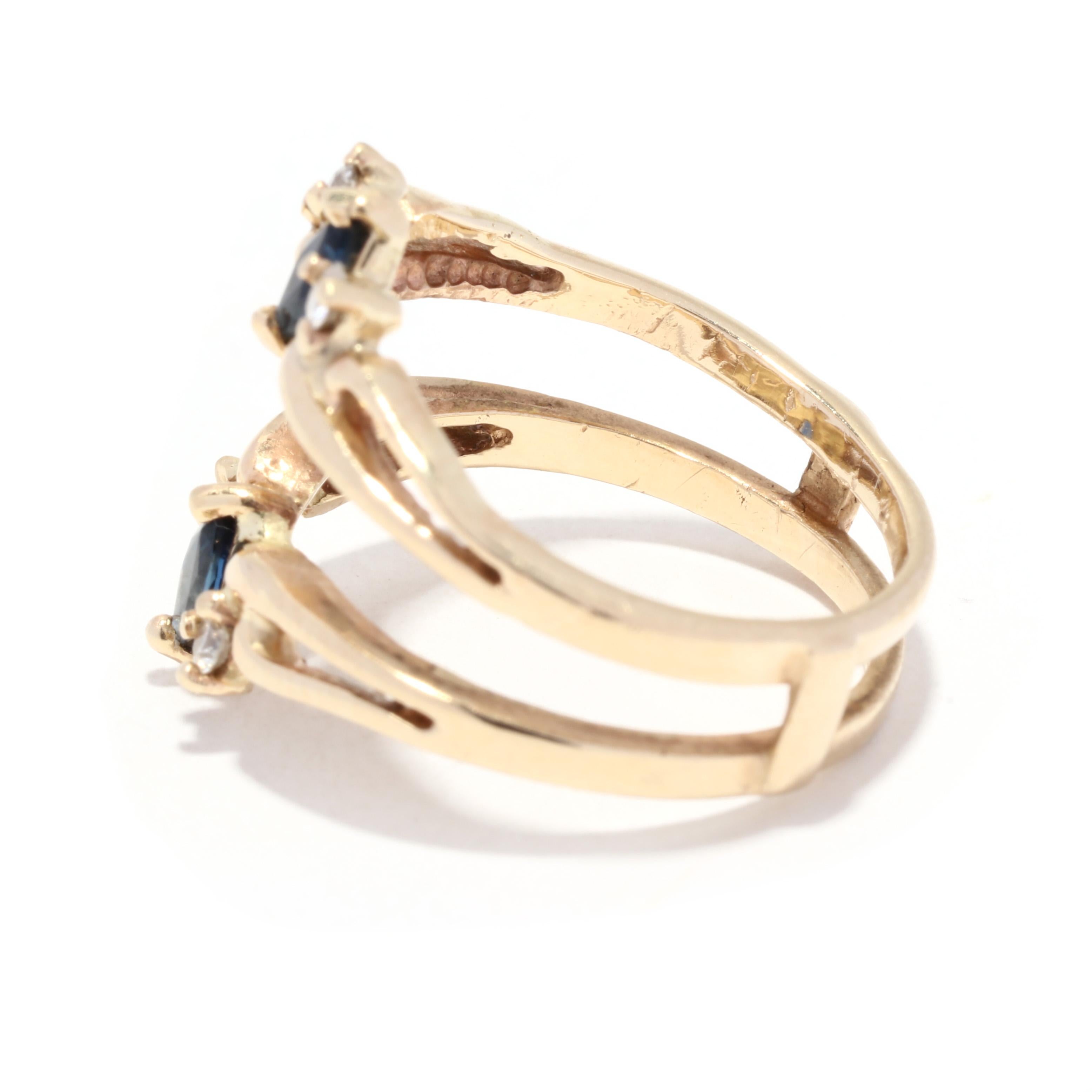 Saphir-Diamant-Ringjacke, 14K Gelbgold, Verlobungsring im Zustand „Gut“ in McLeansville, NC