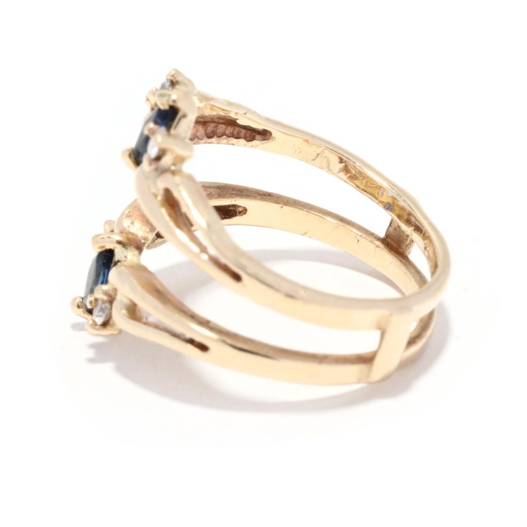 Sapphire Diamond Ring Jacket, 14K Yellow Gold, Engagement For Sale at 1stDibs