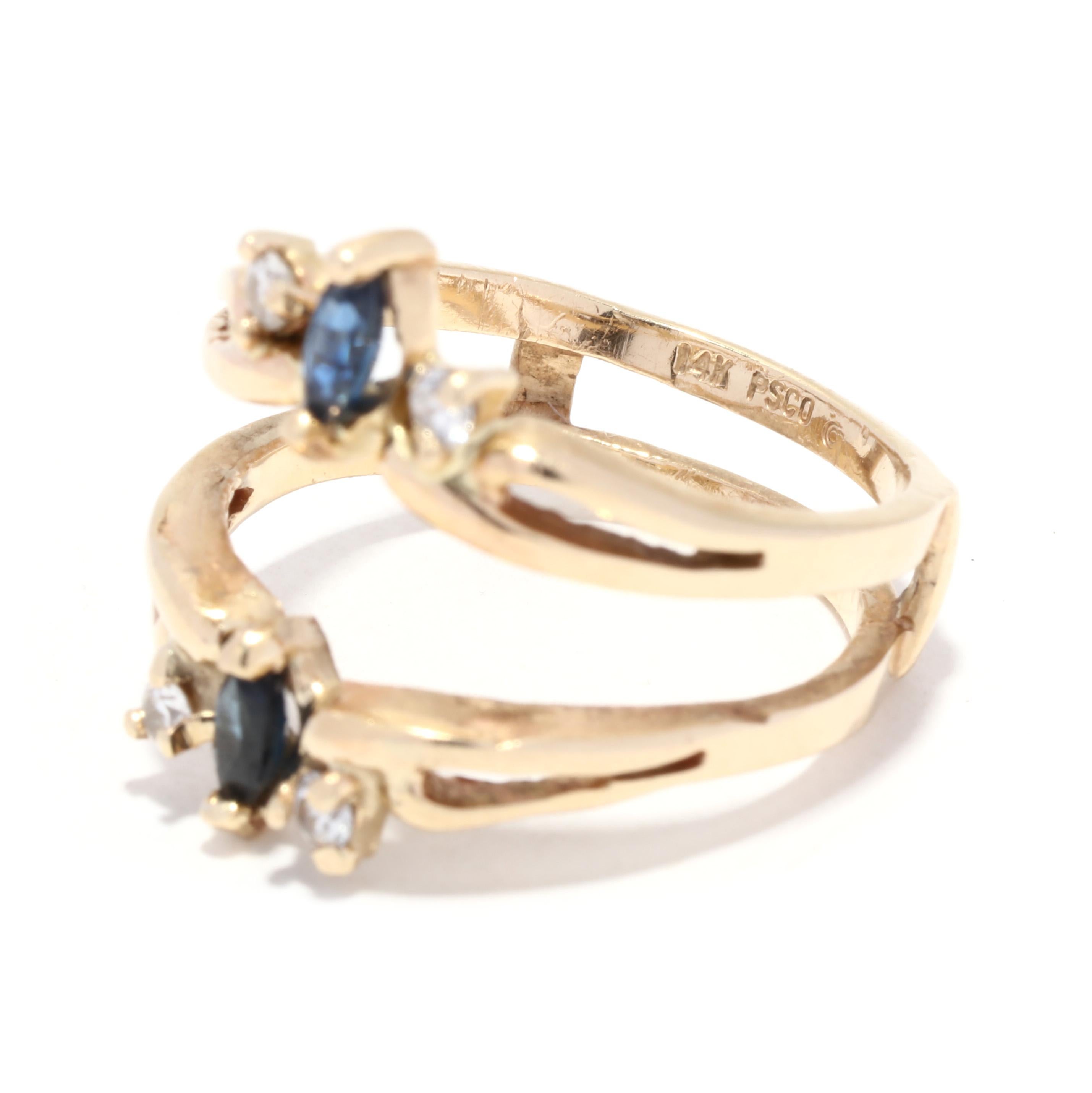 Saphir-Diamant-Ringjacke, 14K Gelbgold, Verlobungsring für Damen oder Herren