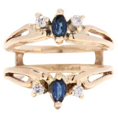 Vintage Sapphire Diamond Ring Jacket, 14K Yellow Gold, Engagement