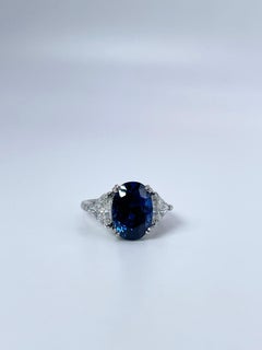 Sapphire & Diamond Ring Rare Sapphire Ring AGS Certified No Heat Platinum 8.93ct