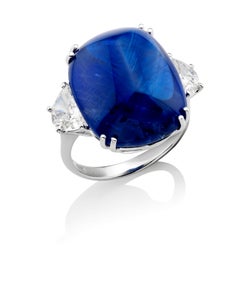 Sapphire Diamond Ring Set in 18K White Gold