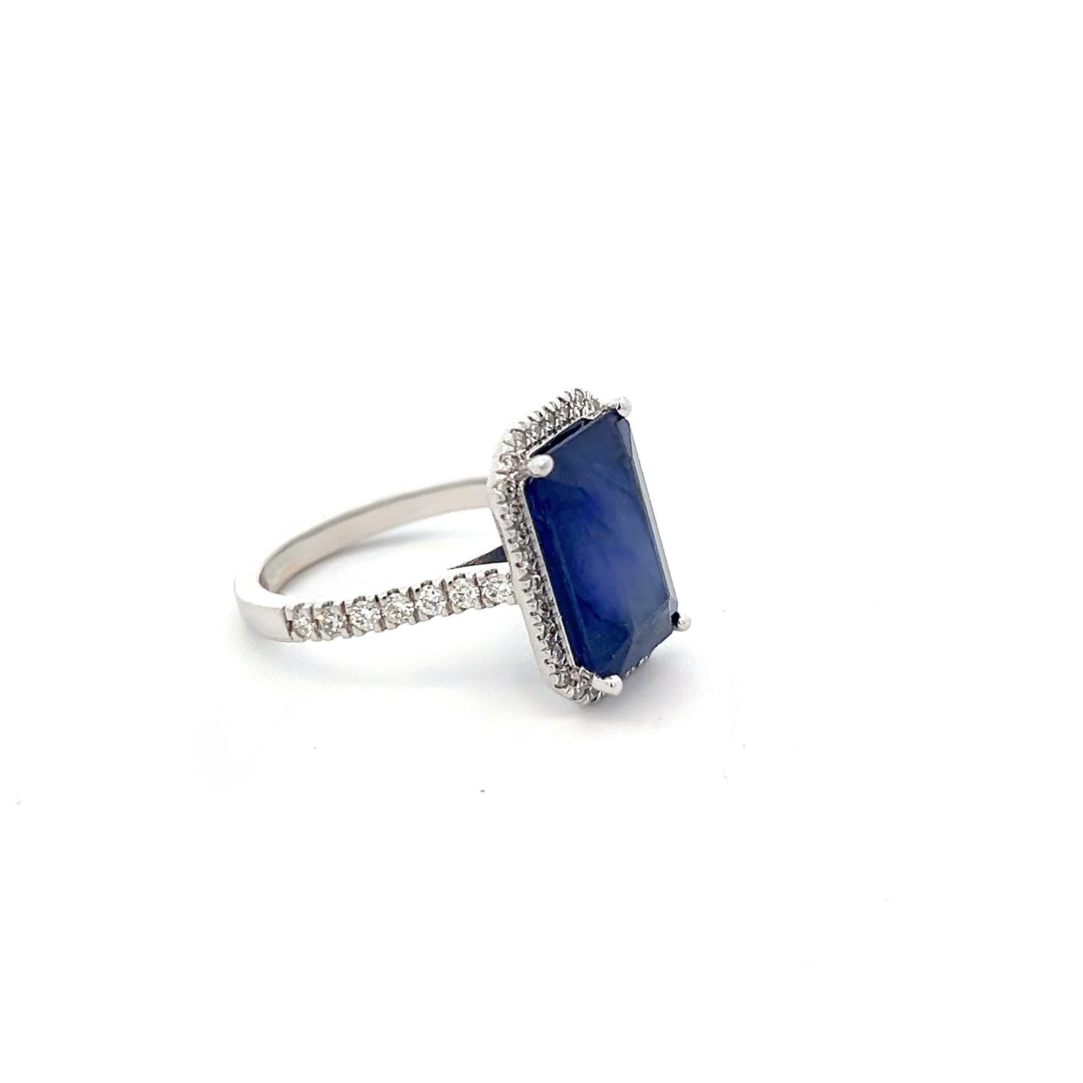 Sapphire Diamond Ring Size 6.25 14k Gold 6.84 TCW Certified For Sale 5