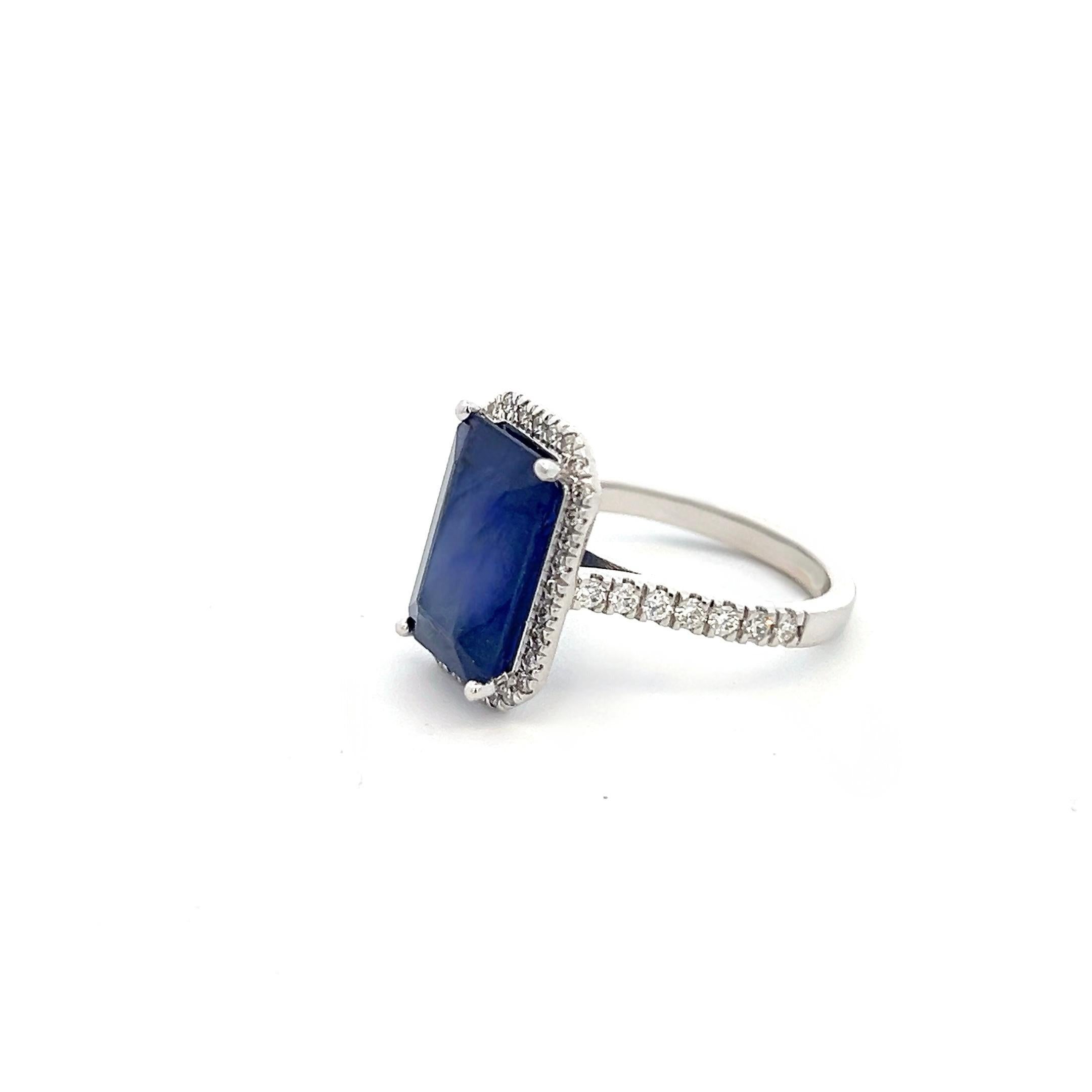 Women's Sapphire Diamond Ring Size 6.25 14k Gold 6.84 TCW Certified For Sale