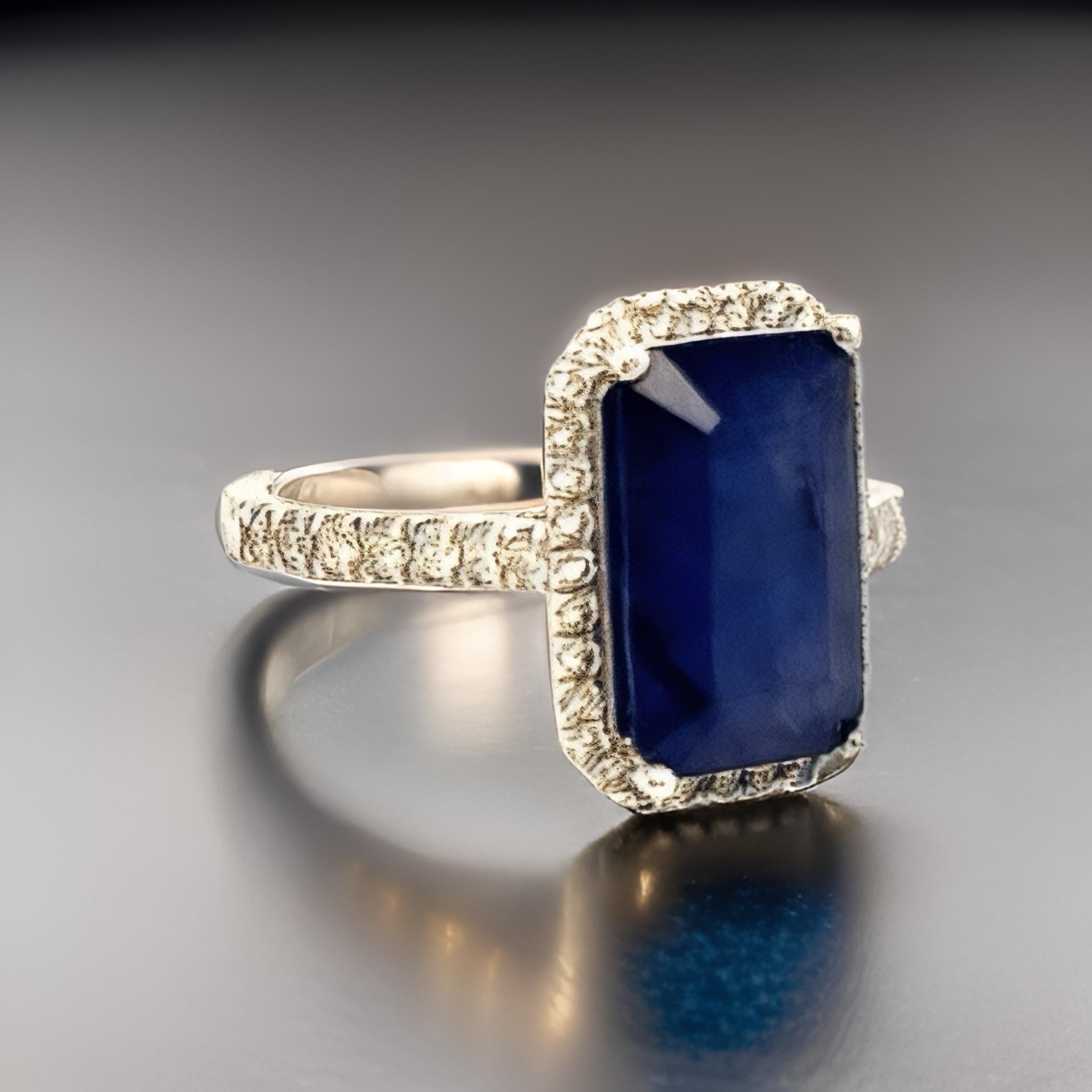 Sapphire Diamond Ring Size 6.25 14k Gold 6.84 TCW Certified For Sale 4