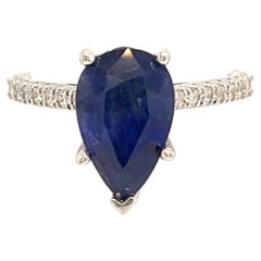 Bague en or 14 carats avec saphirs et diamants, taille 6,5, certifiée TCW