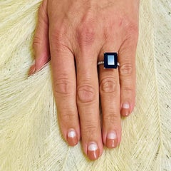 Anello con zaffiro e diamante in oro 14k Y 12,05 TCW certificato