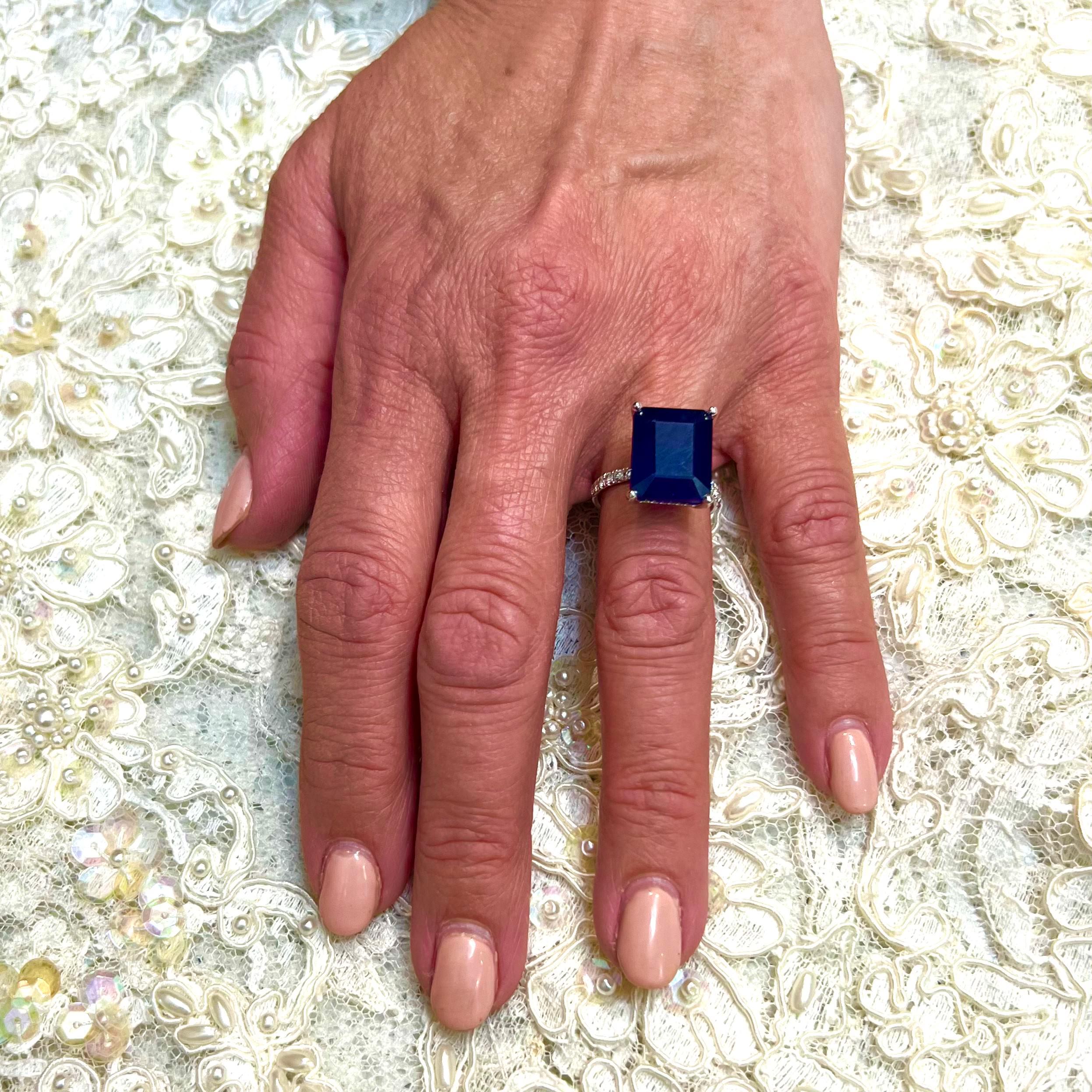 Women's Sapphire Diamond Ring 14k Y Gold 12.05 TCW Certified For Sale
