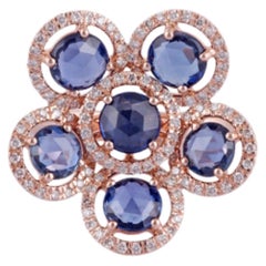 Sapphire and Diamond Ring Studded in 18 Karat Rose Gold