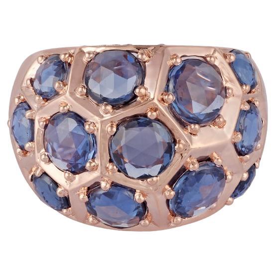 Sapphire & Diamond Ring Studded in 18K Rose Gold