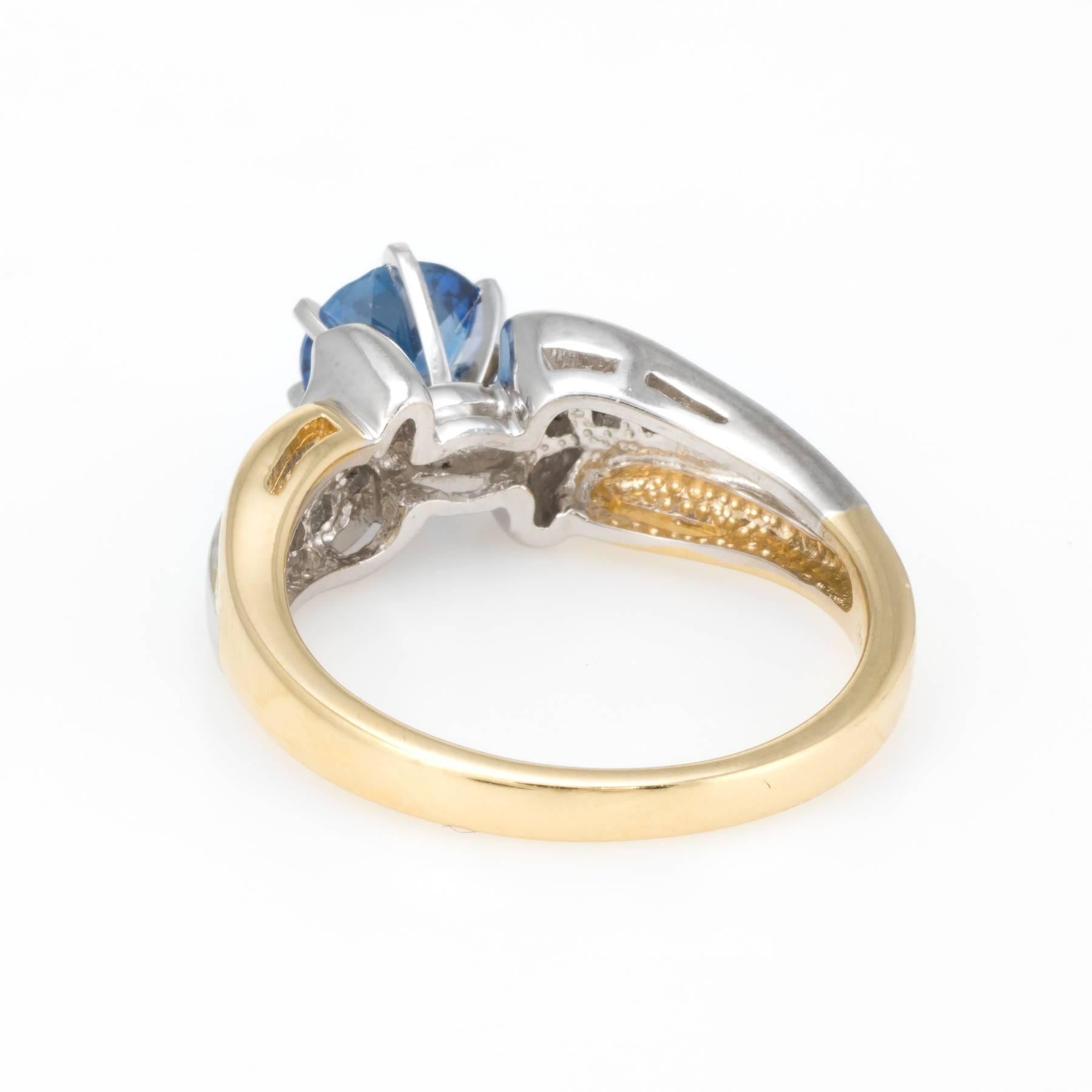 Sapphire Diamond Ring Vintage 18 Karat Gold Platinum In Excellent Condition In Torrance, CA