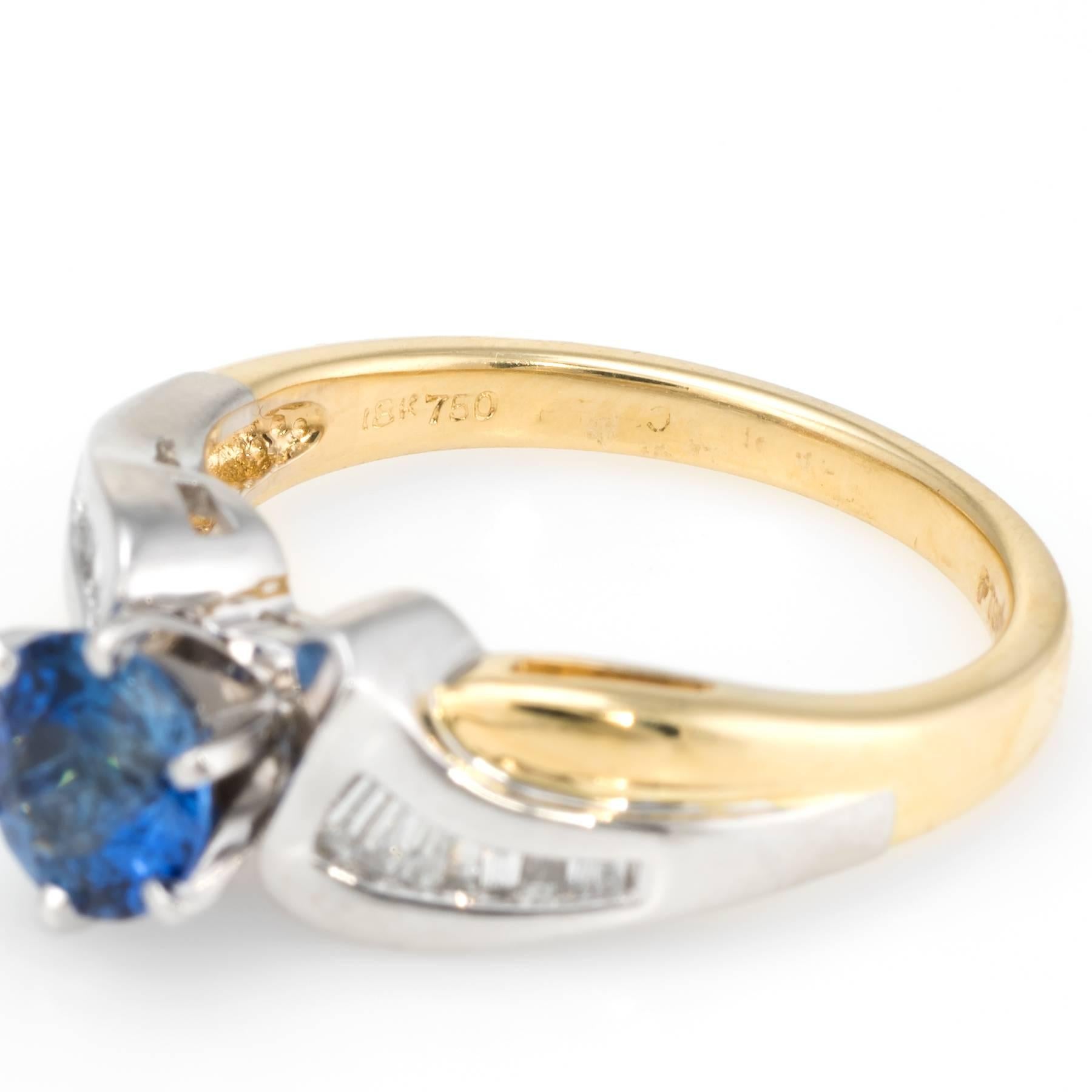 Sapphire Diamond Ring Vintage 18 Karat Gold Platinum 1