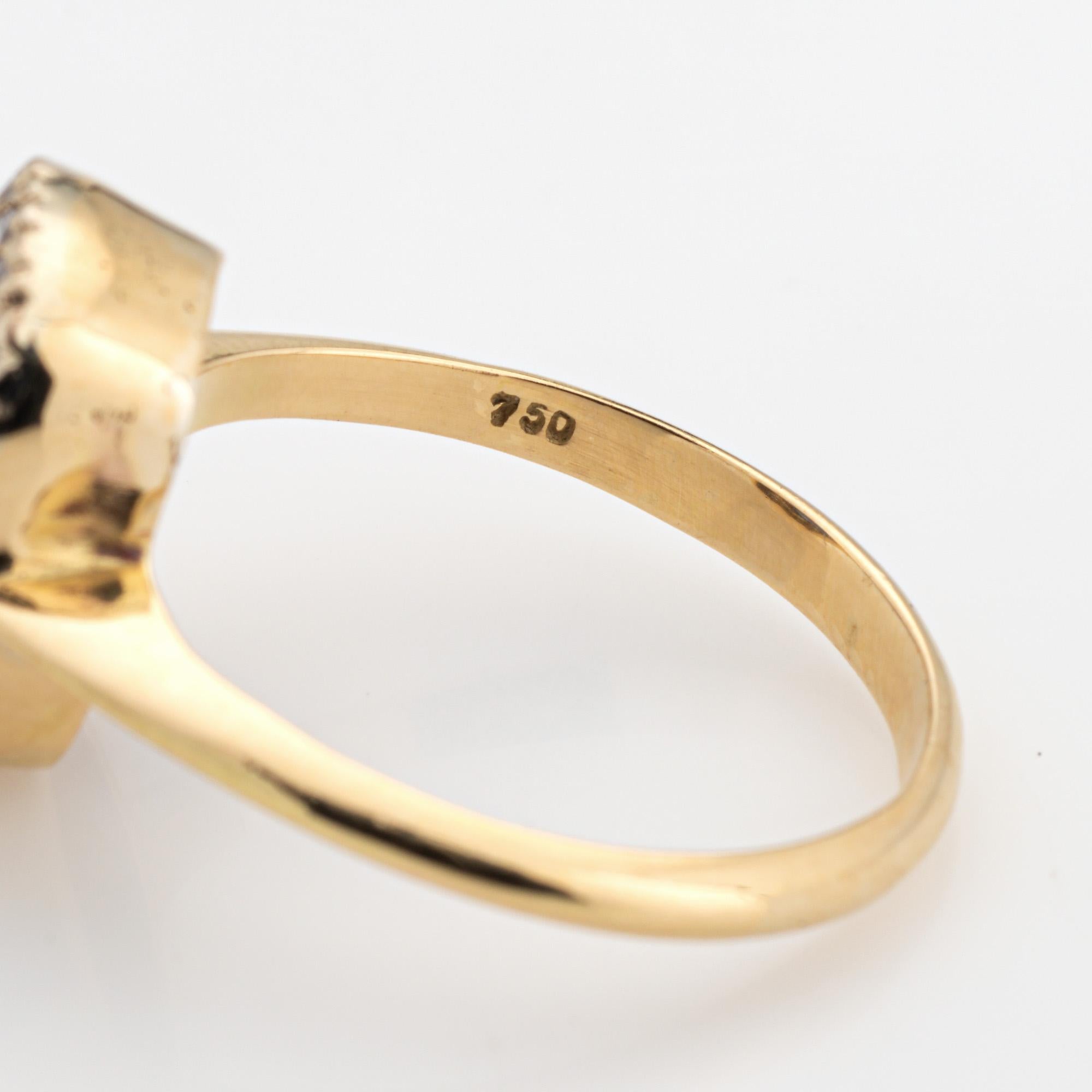Sapphire Diamond Ring Vintage Gemstone Engagement 18k Yellow Gold Princess 6.75 For Sale 1