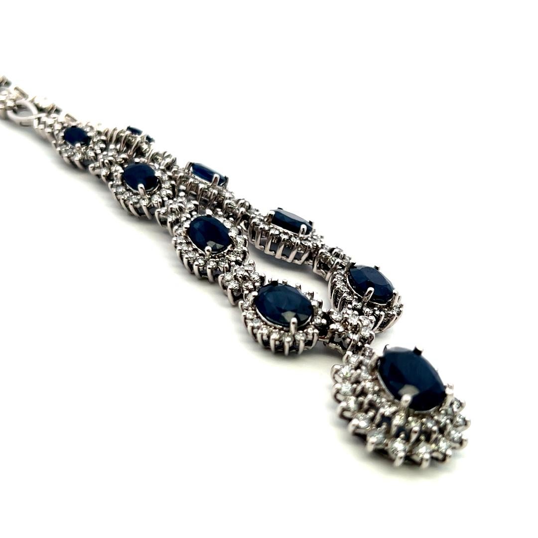 Collana Riviera di Zaffiri e Diamanti 6,50ct Ovali 4,00ct H VS in oro bianco 18K in vendita 5