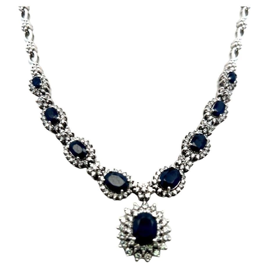 Sapphire
Diamond Riviera Necklace 6.50ct Ovals 4.00ct H VS in 18K White Gold