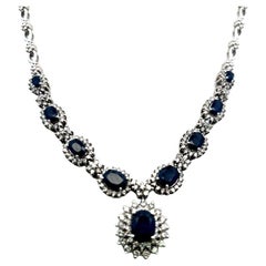 Sapphire
Diamond Riviera Necklace 6.50ct Ovals 4.00ct H VS in 18K White Gold