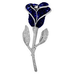 Sapphire & Diamond Rose Brooche