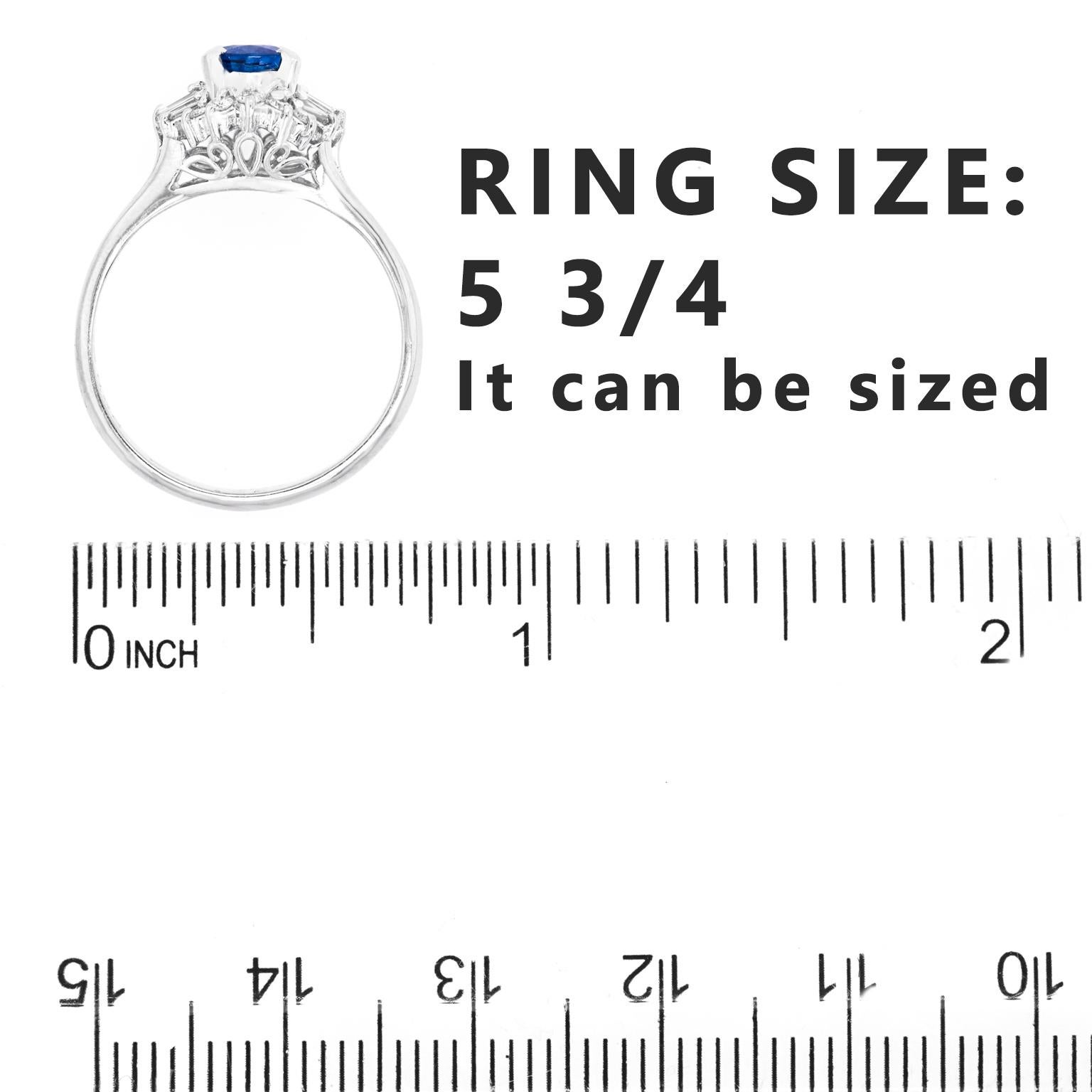 Sapphire & Diamond-Set Platinum Ring, c1960s, American 1
