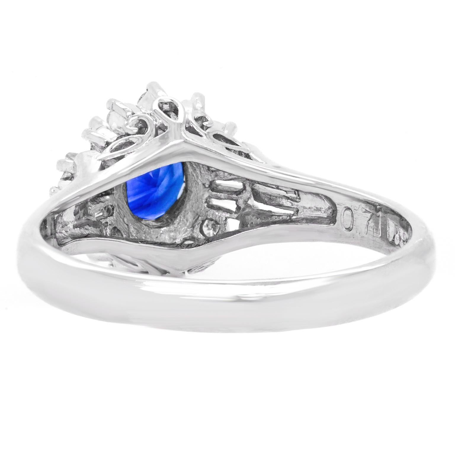 Sapphire & Diamond-Set Platinum Ring, c1960s, American 4