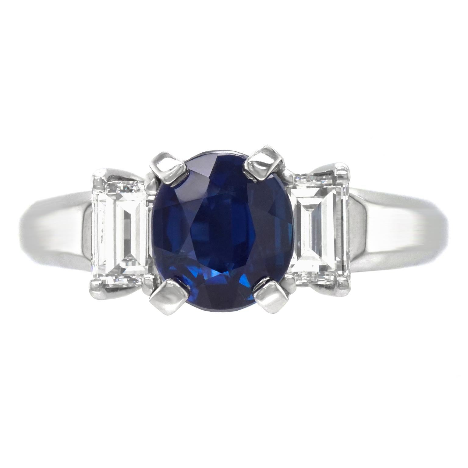 Oval Cut Sapphire & Diamond-set Platinum Ring For Sale