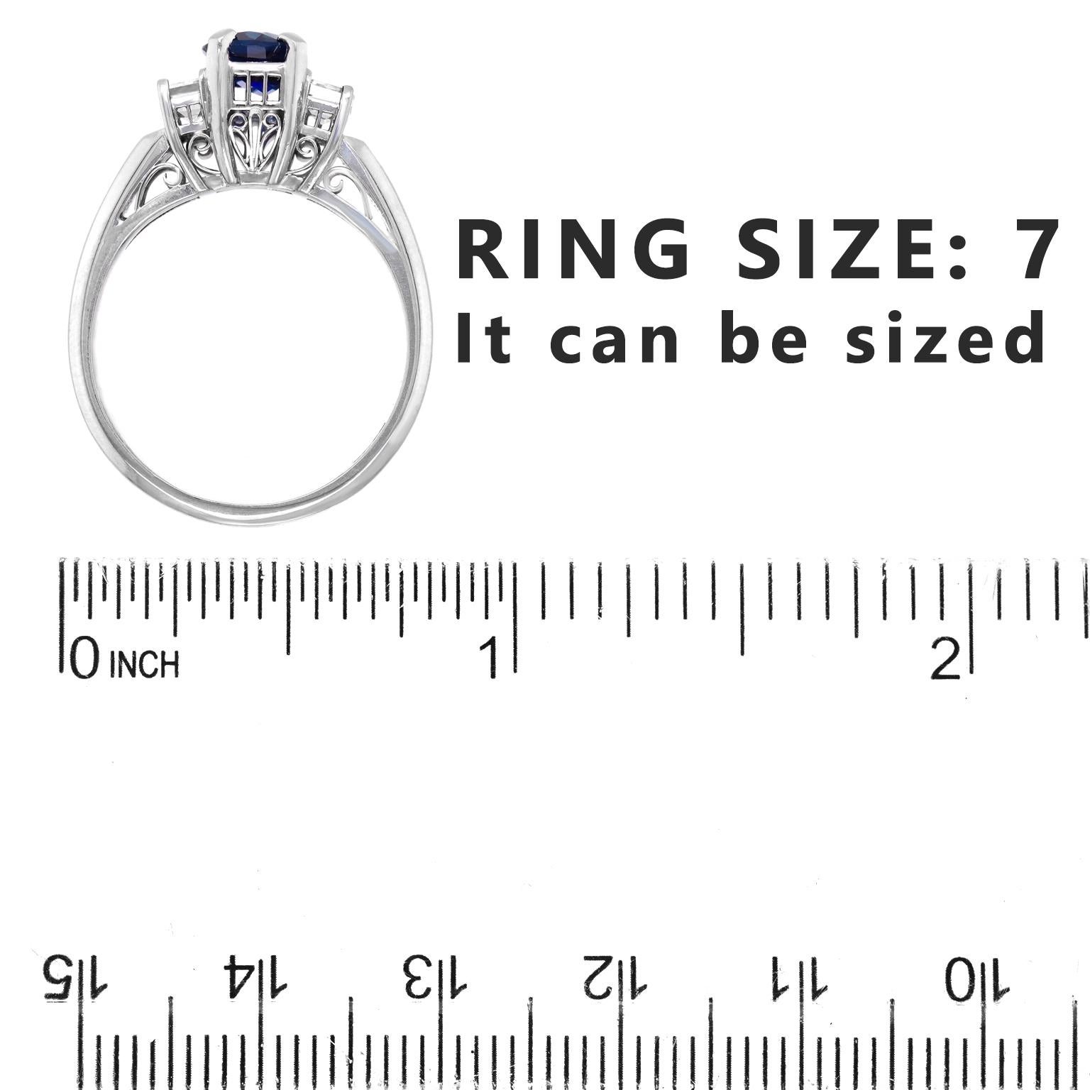 Sapphire & Diamond-set Platinum Ring For Sale 1