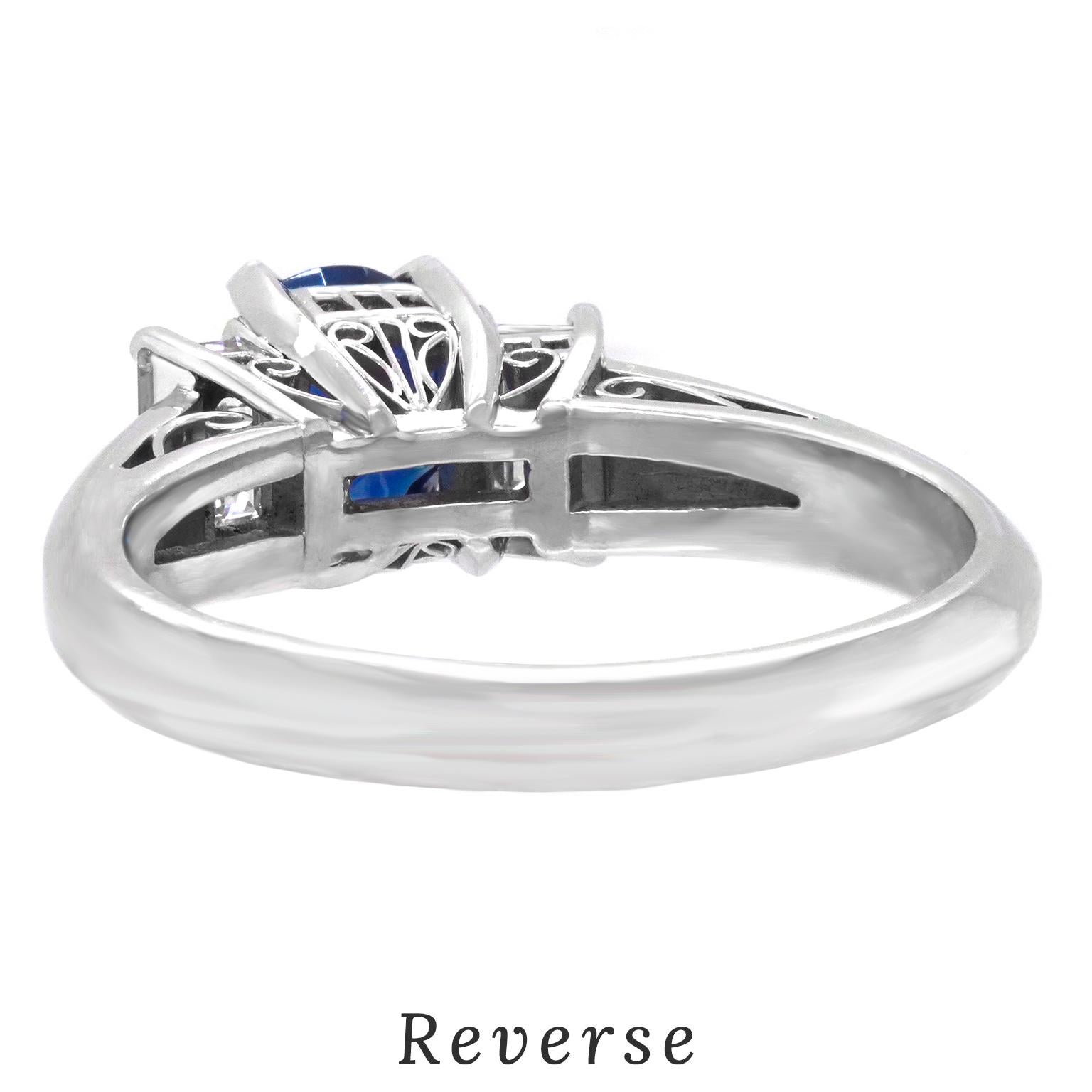 Sapphire & Diamond-set Platinum Ring For Sale 4