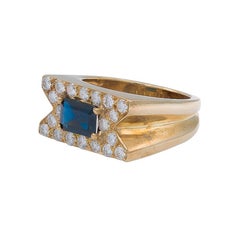 Sapphire & Diamond Signet Ring