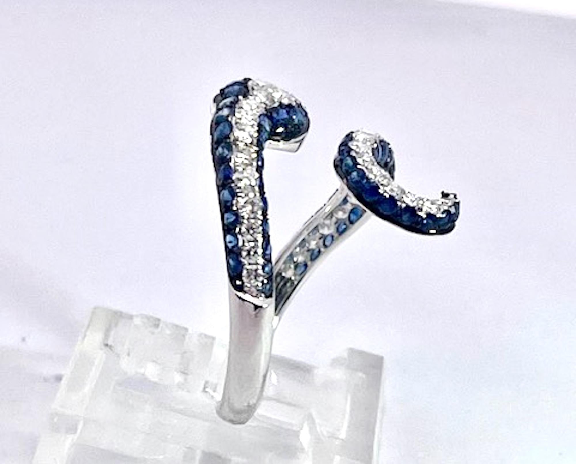 Saphir-Diamant-Schlangenring 18K im Zustand „Gut“ im Angebot in North Hollywood, CA