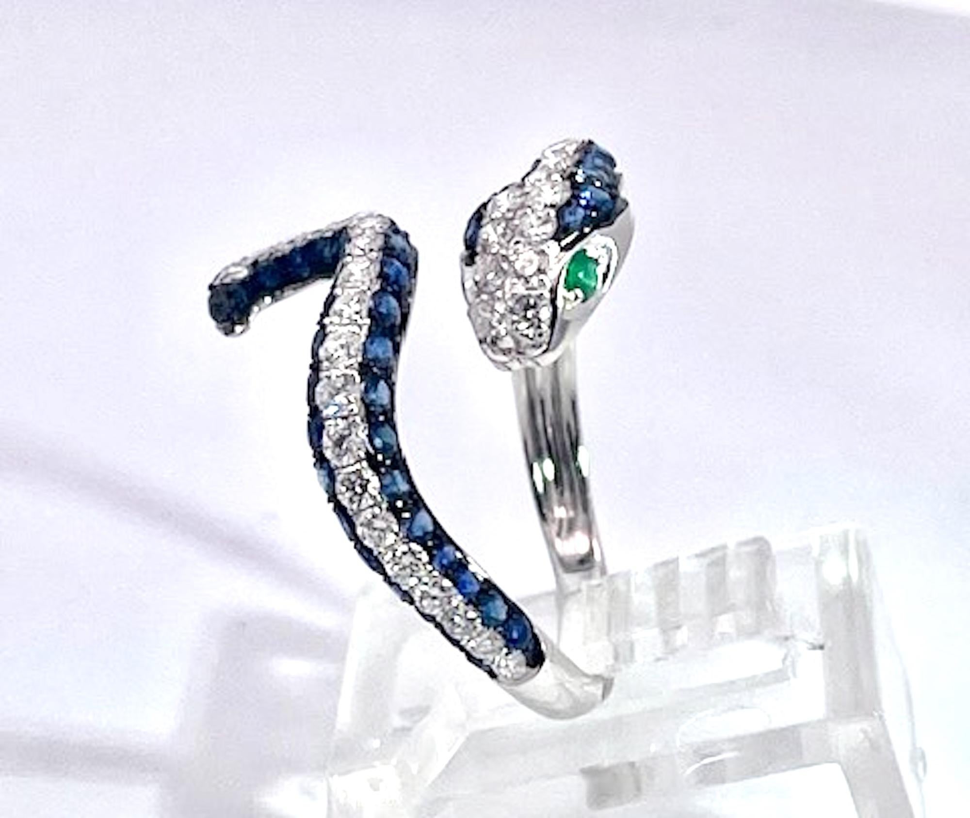 Saphir-Diamant-Schlangenring 18K für Damen oder Herren im Angebot