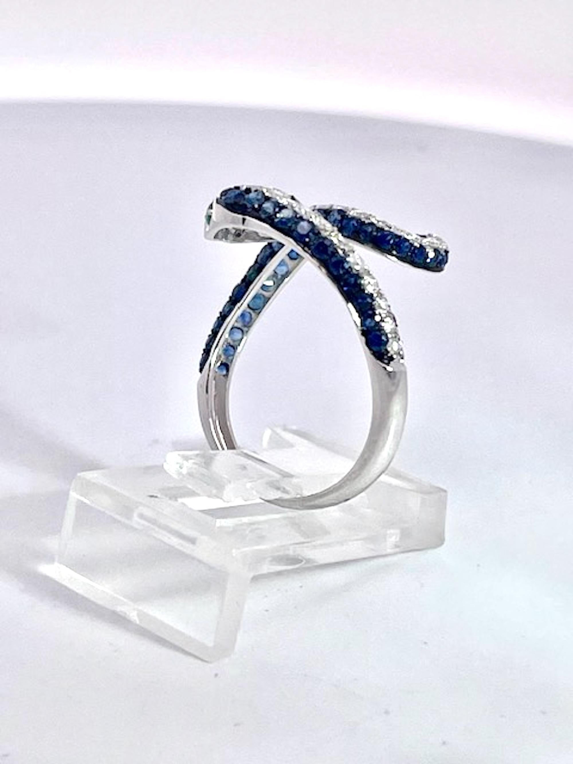 Saphir-Diamant-Schlangenring 18K im Angebot 2