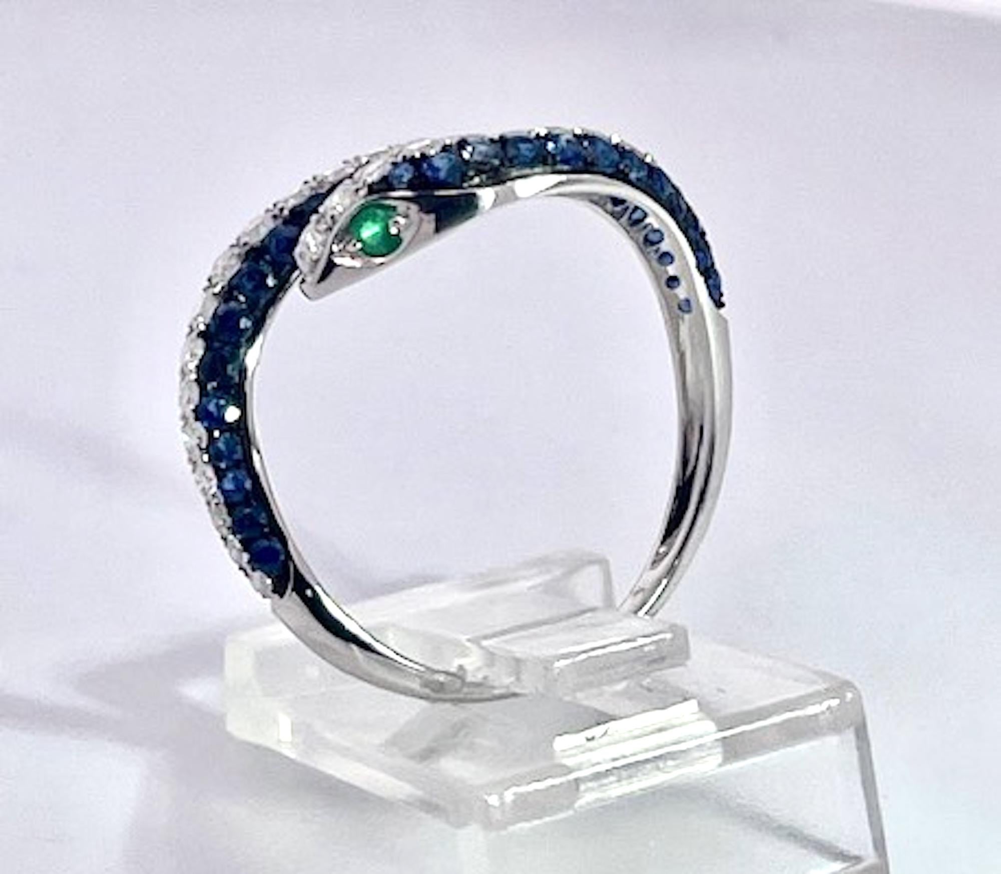 Saphir-Diamant-Schlangenring 18K im Angebot 3