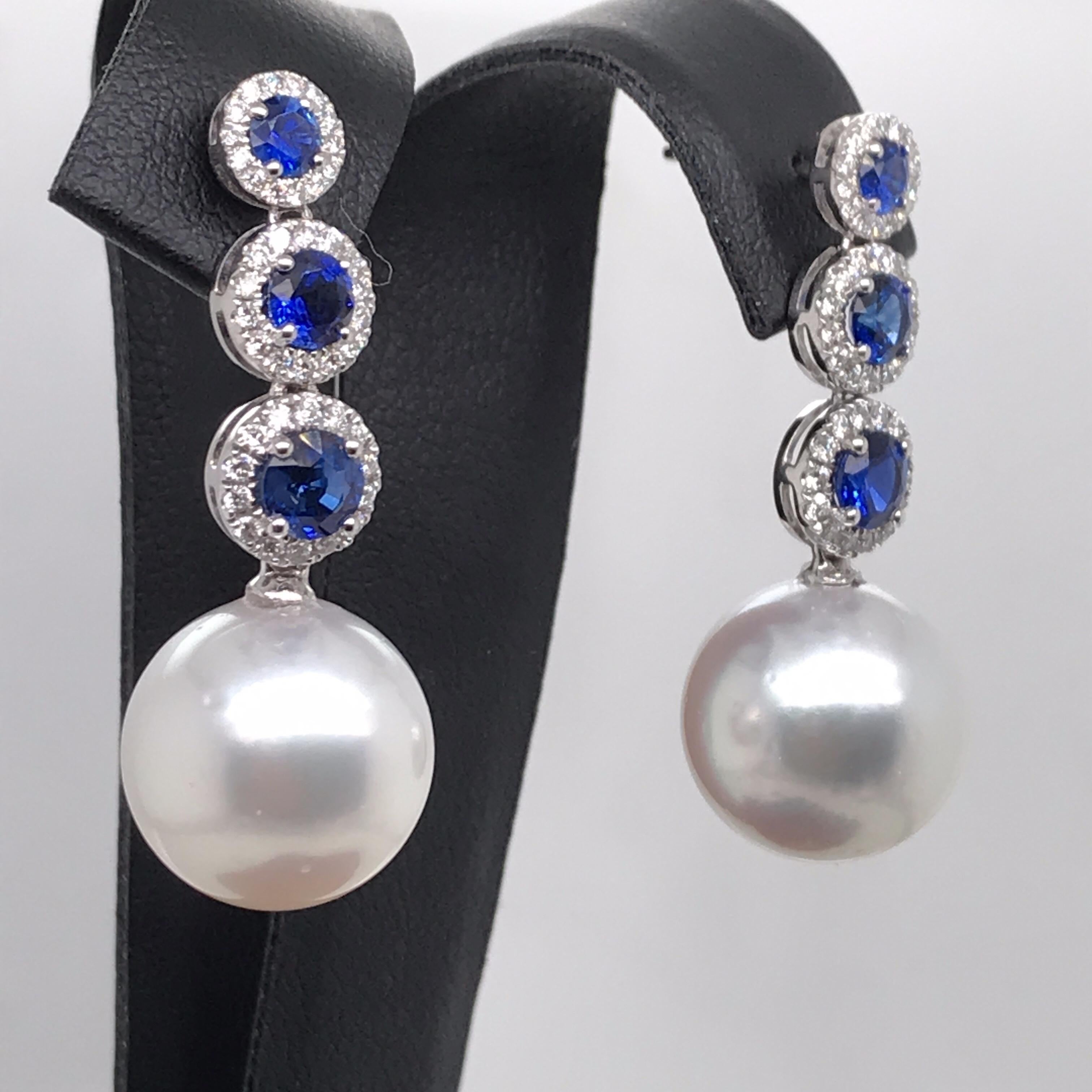 sapphire and pearl earrings