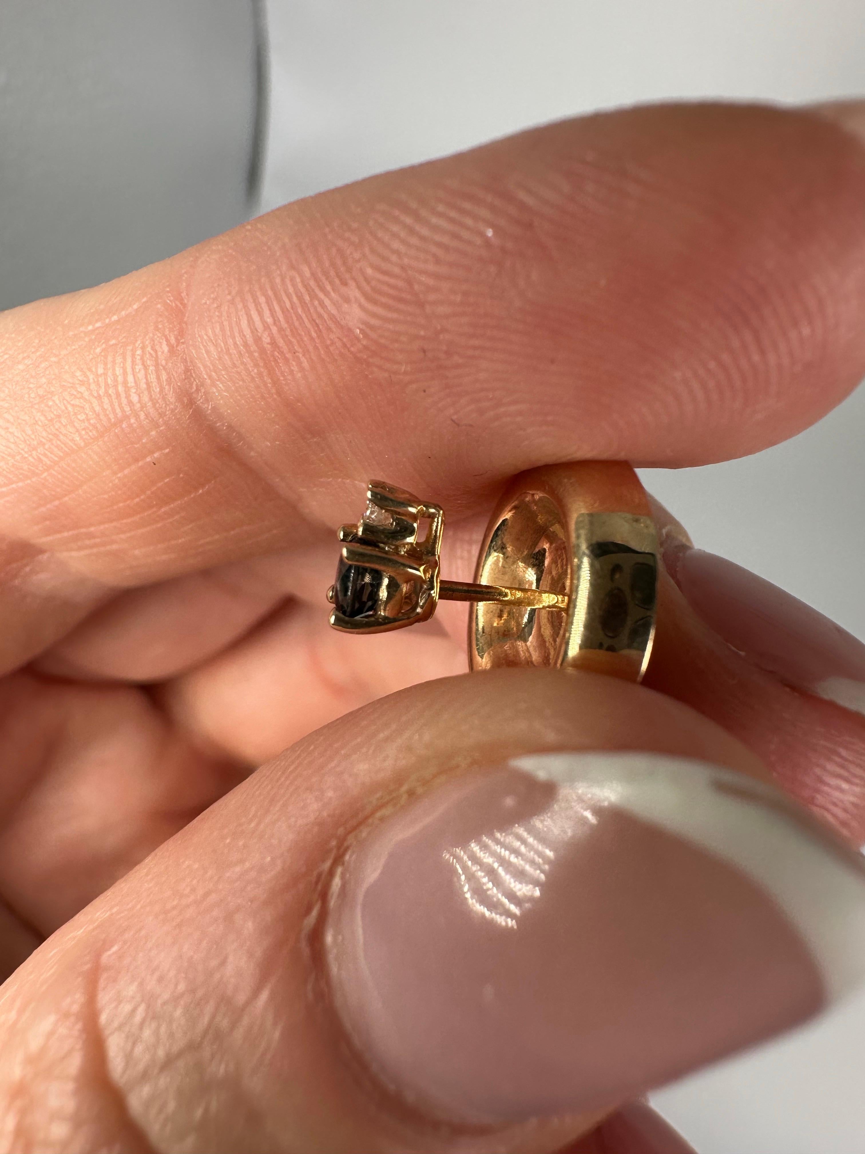 Brilliant Cut Sapphire Diamond studs and jackets 14KT gold For Sale