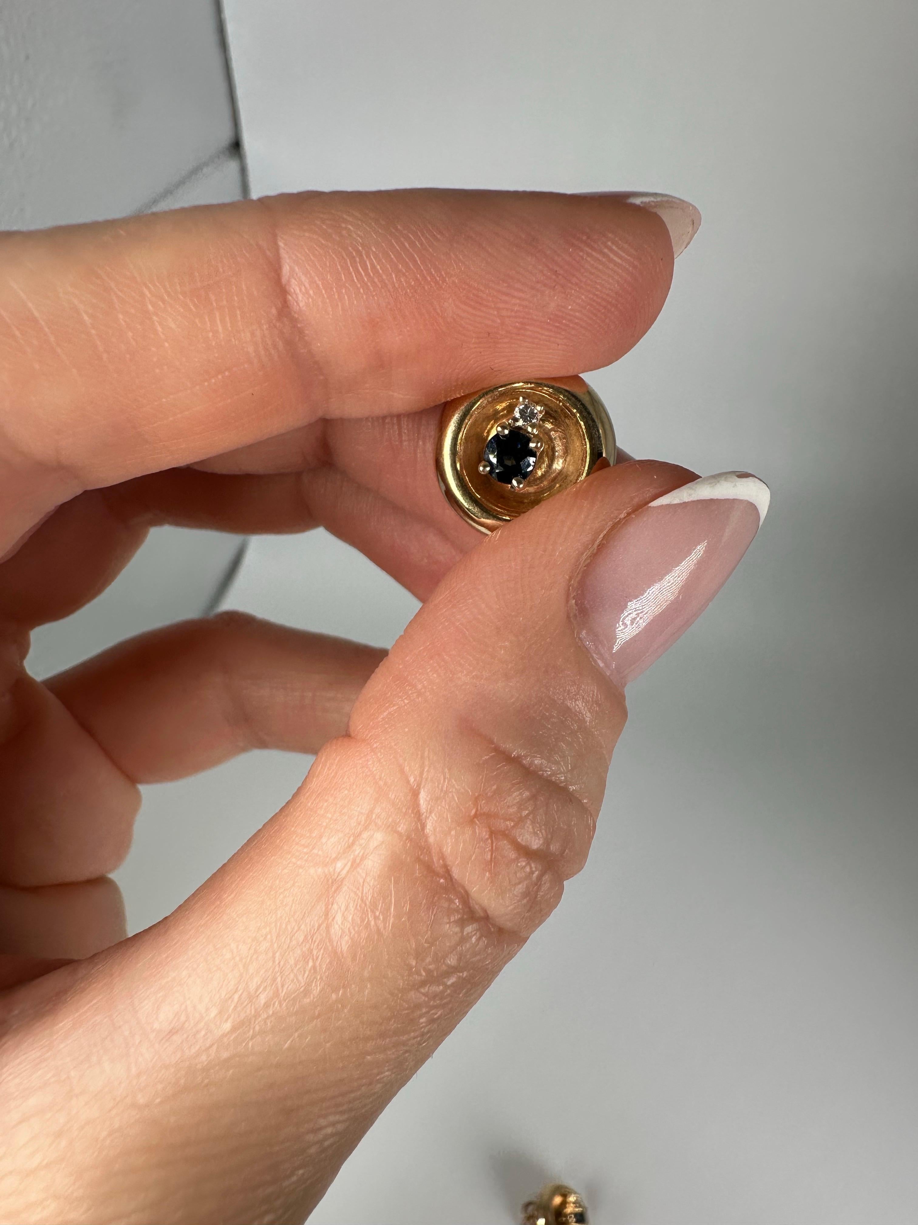 Sapphire Diamond studs and jackets 14KT gold For Sale 1