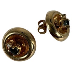 Zafiro Diamante tachuelas y chaquetas oro 14KT
