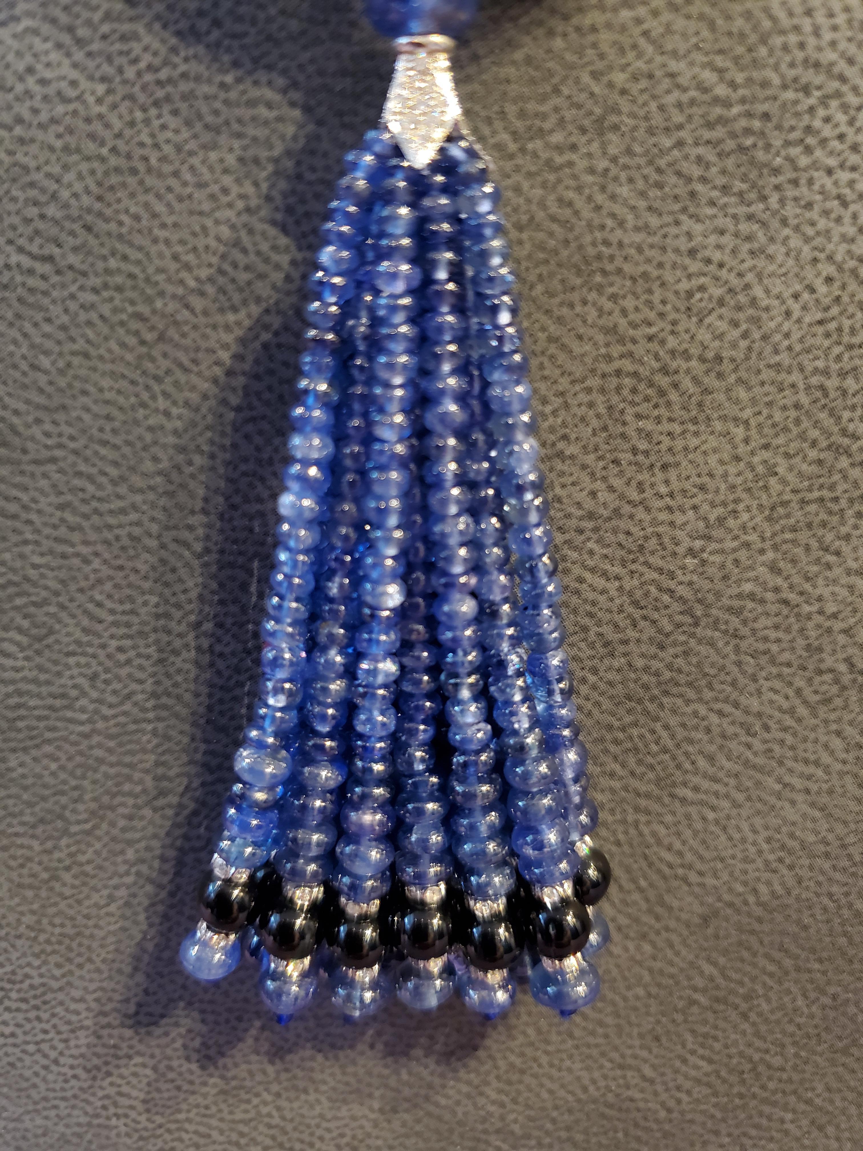 Sapphire & Diamond Tassel Necklace In Excellent Condition For Sale In New York, NY