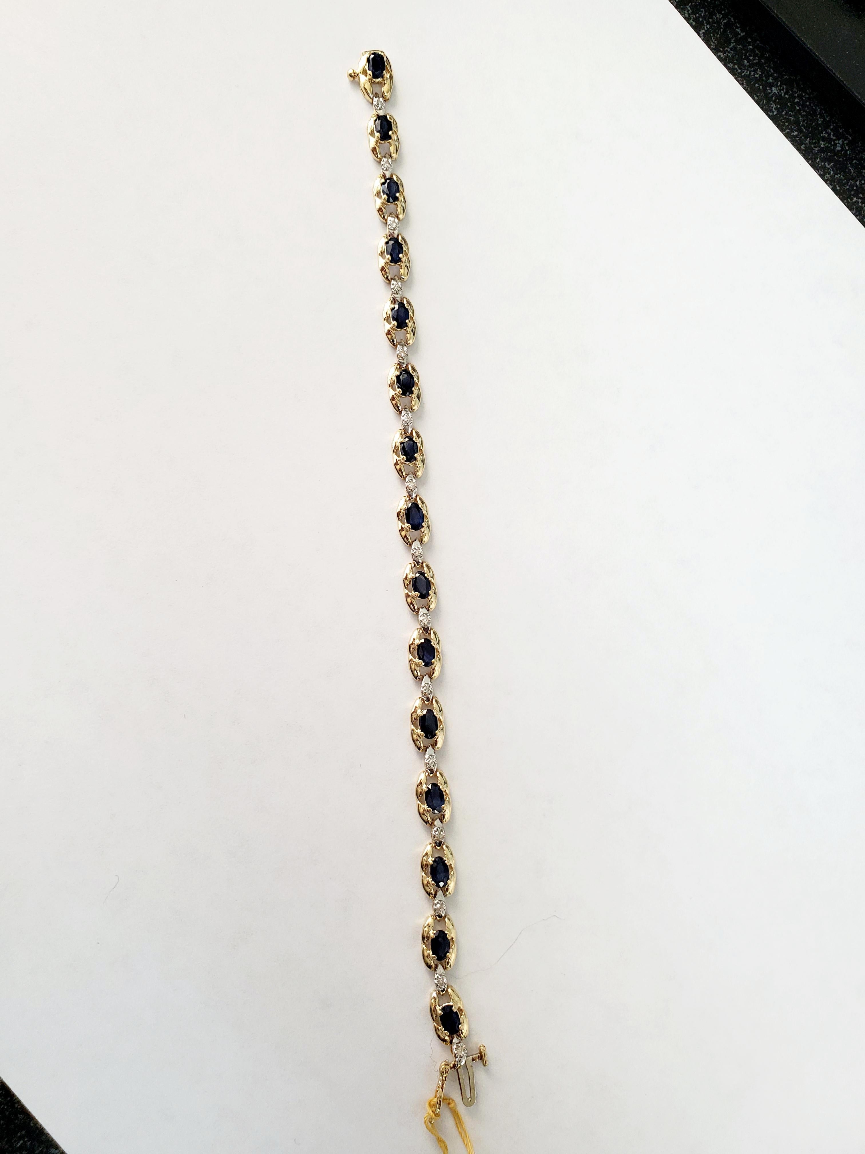 Saphir-Diamant-Tennisarmband 2,15cttw 14k Gelbgold im Zustand „Neu“ im Angebot in Sugar Land, TX