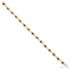 Zafiro Diamante Pulsera de Tenis 2.15cttw Oro Amarillo 14k