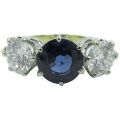 Vintage Sapphire Diamond Three-Stone Ring