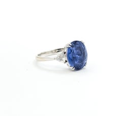 Sapphire & Diamond Three Stone Ring in 18k White Gold