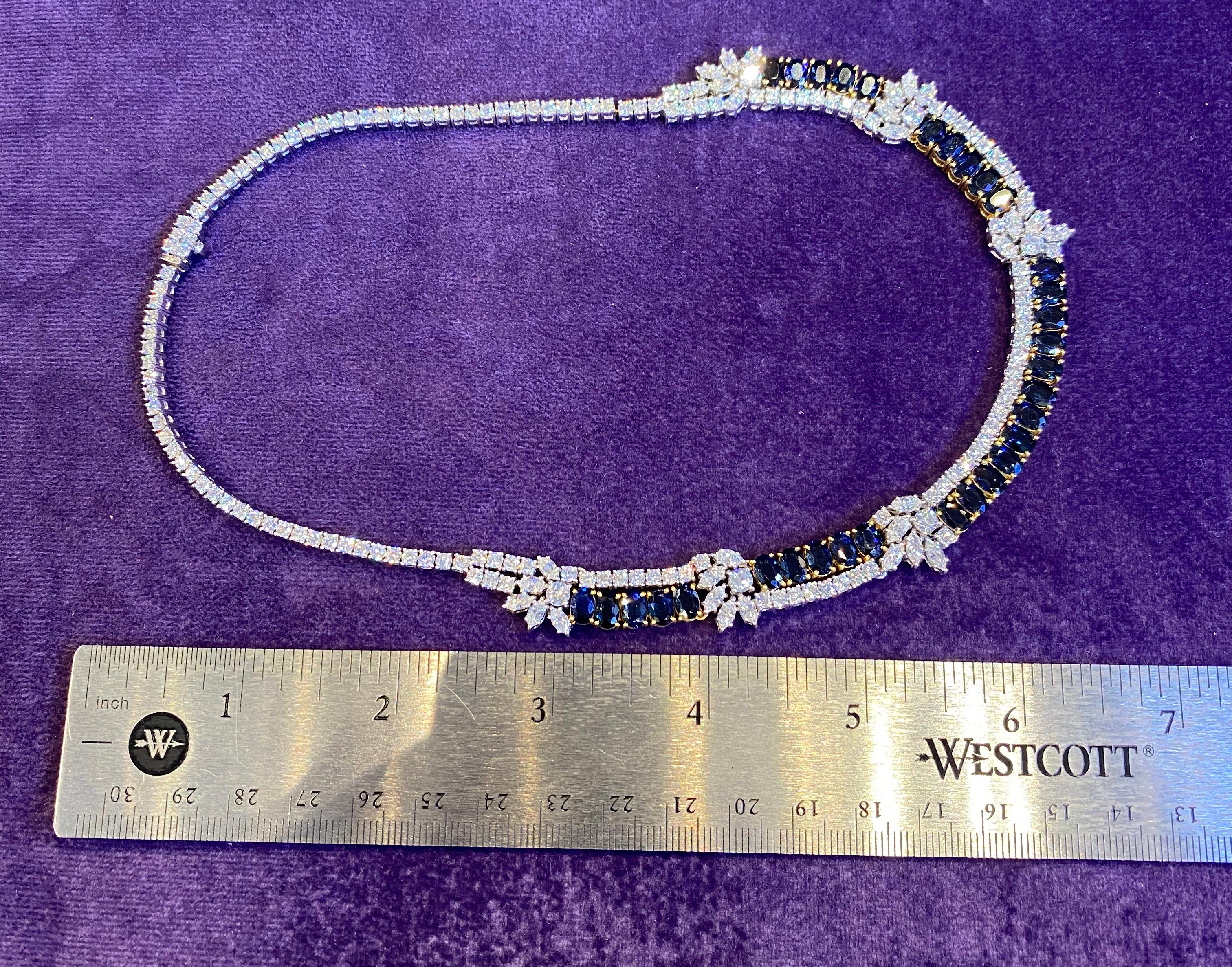 Sapphire & Diamond Two Row Necklace For Sale 1