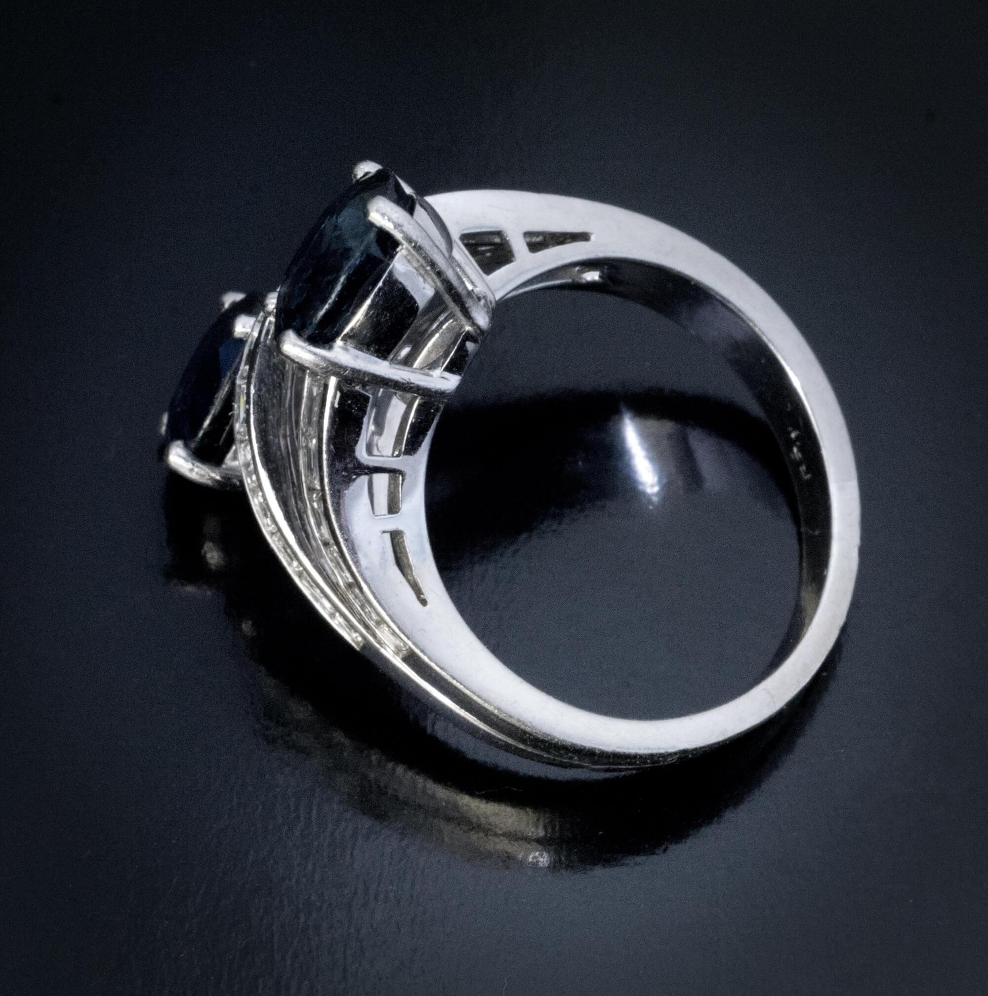 Square Cut Sapphire Diamond Vintage Engagement Ring For Sale