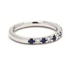 Sapphire Diamond Wedding Band, Platinum, Sapphire