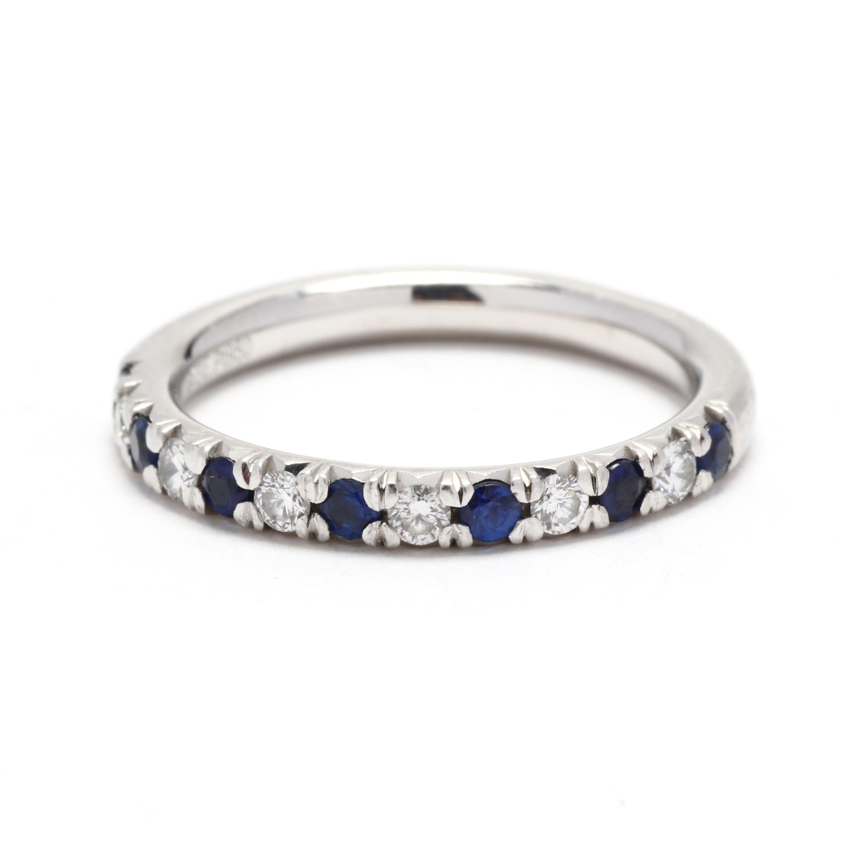 Sapphire Diamond Wedding Band, Platinum, Sapphire